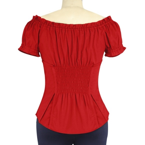 Plus Size Off Shoulder Pin Up Clothing Top Shirt - Picture 4 of 6